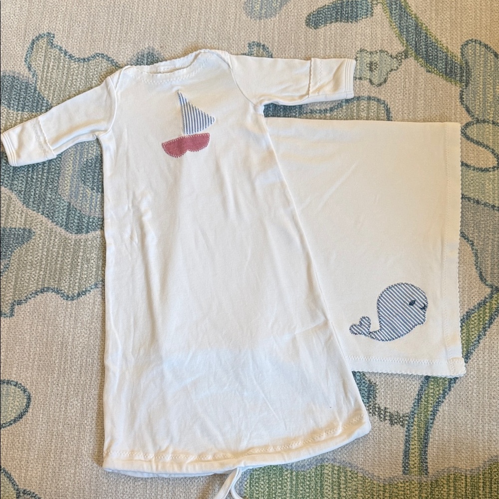 Sailboat and Whale Kids Nightgown+ Blanket